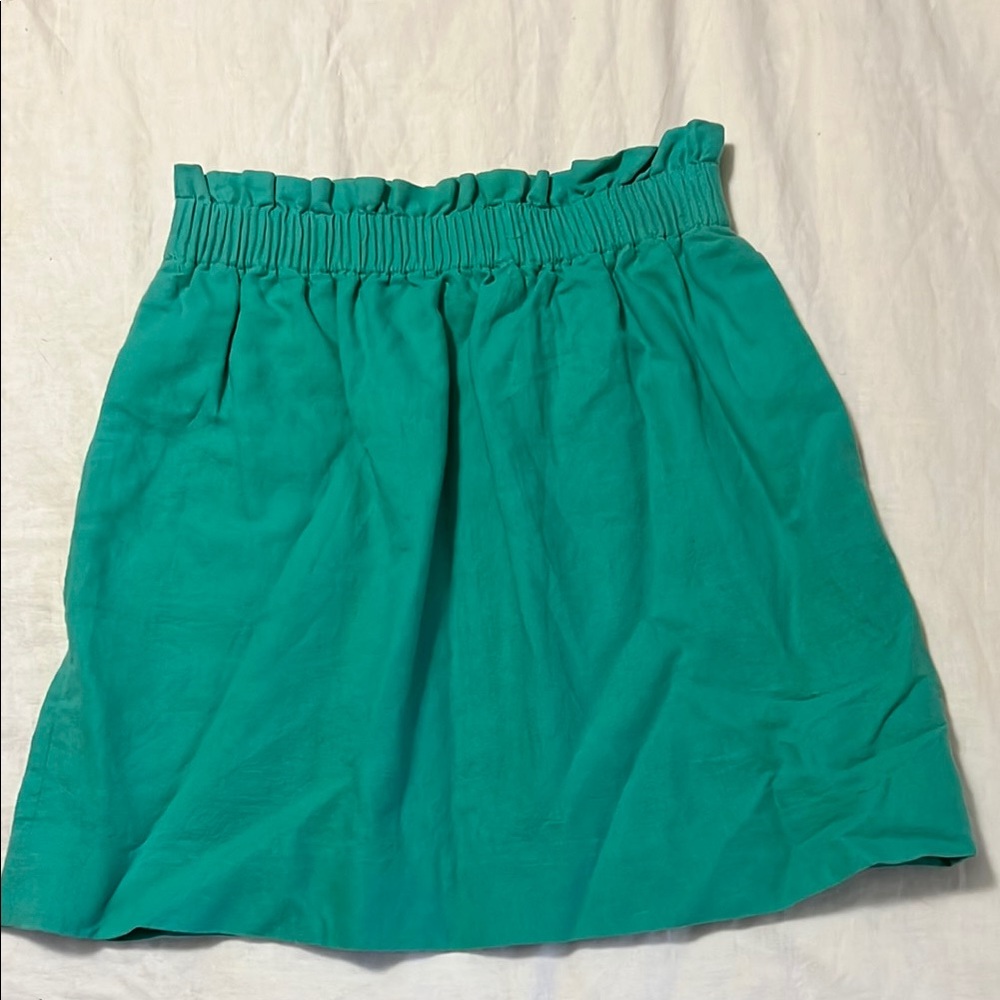 J. Crew Teal Mini Ruffle-Top Skirt